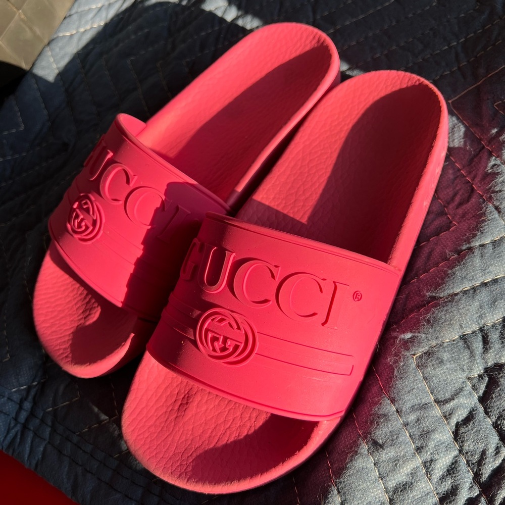 Gucci Red Slide Sandals - Picture 2 of 2